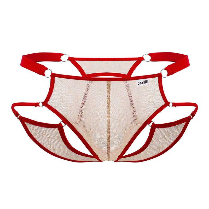 Candyman 99730 encaje color jockstrap beige-rojo