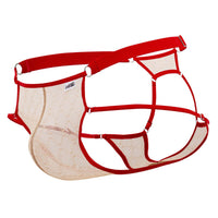 CandyMan 99730 Lace Jockstrap Color Beige-Red