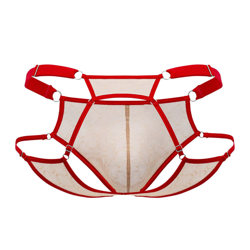 Candyman 99730 en dentelle jockstrap cool beige-rouge