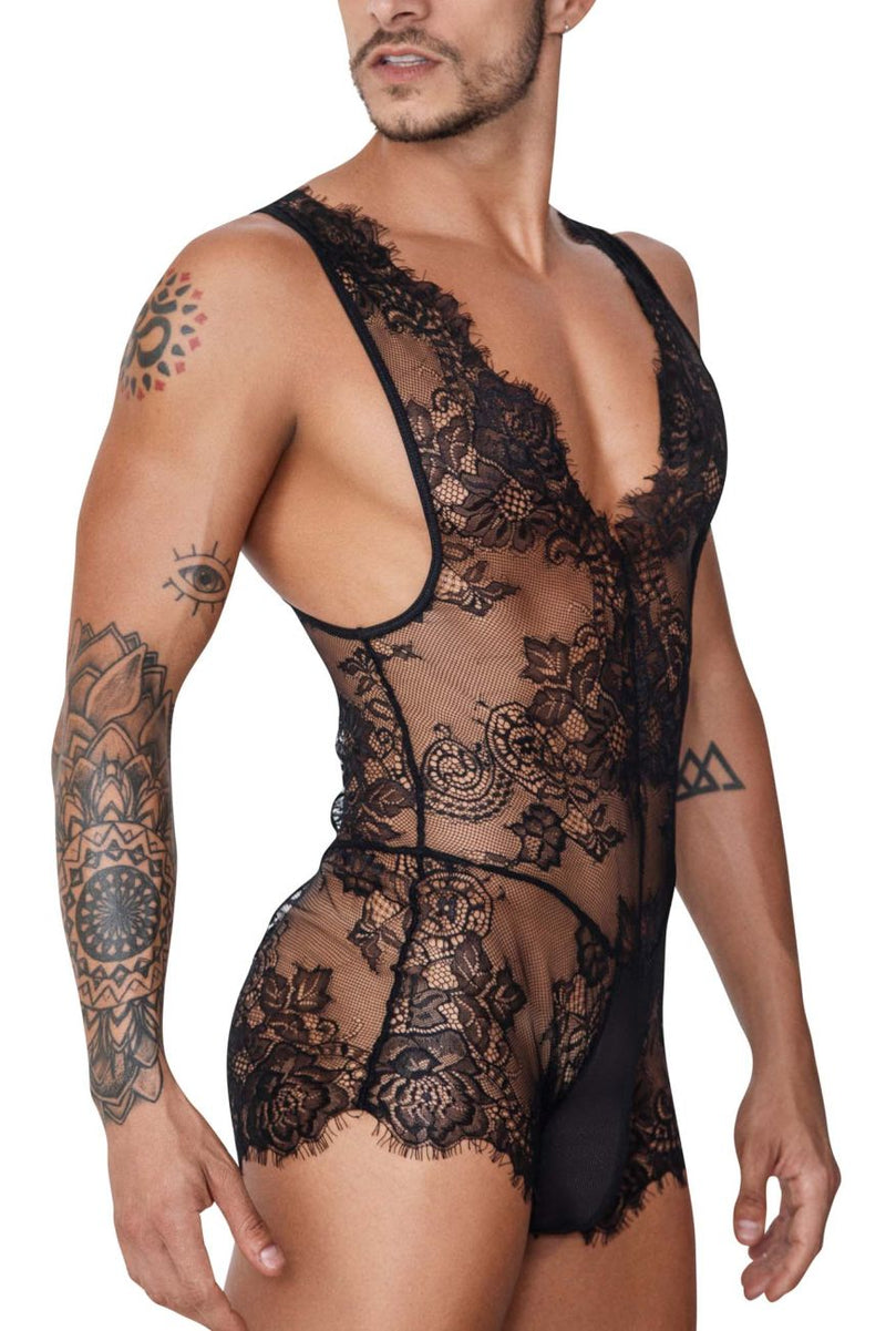 CandyMan 99743 Lace Bodysuit Color Black