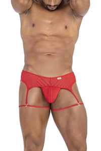 CandyMan 99792 Mesh Garter Thongs Color Red