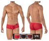 Clever 229937 3PK Australian Latin Trunks Trunks Color Red-Black-Grape