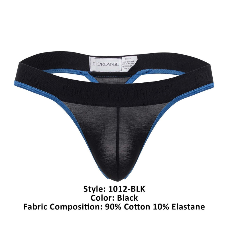 Doreanse 1012-Blk Borderline Thongs Color Negro