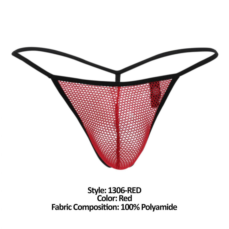 Doreanse 1306-Red जाल g-string पेटी रंग लाल