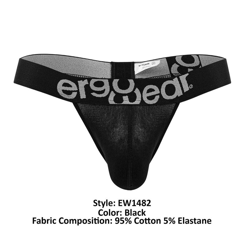 ErgoWear EW1482 MAX Cotton Thongs اللون أسود