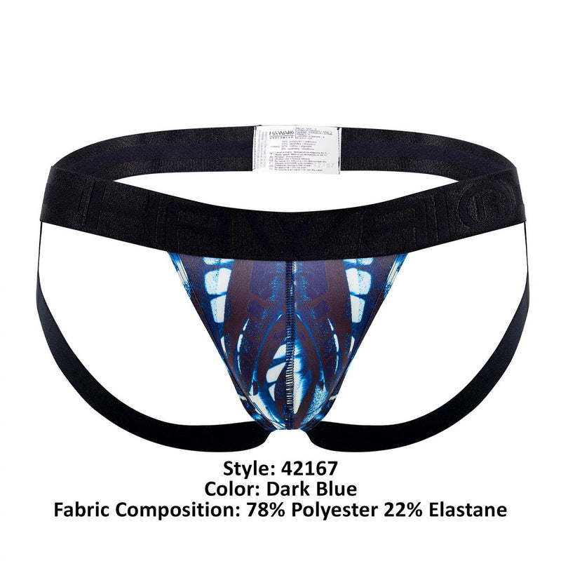 Hawai 42167 Couleur de jockstrap en microfibre imprimé en bleu foncé