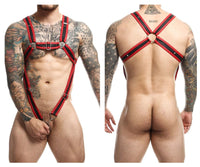 حزام MaleBasics DMBL07 DNGEON Cross Cockring، اللون أحمر