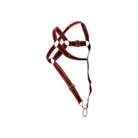 MaleBasics DMBL07 DNGEON Cross Cockring Harness اللون الأحمر