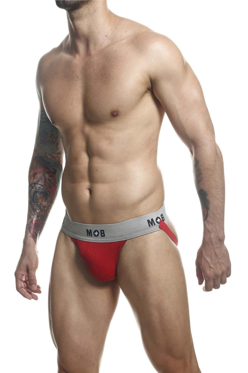 MaleBasics MBL107 MOB Classic Fetish Jock 3 بوصات حزام رياضي اللون أحمر