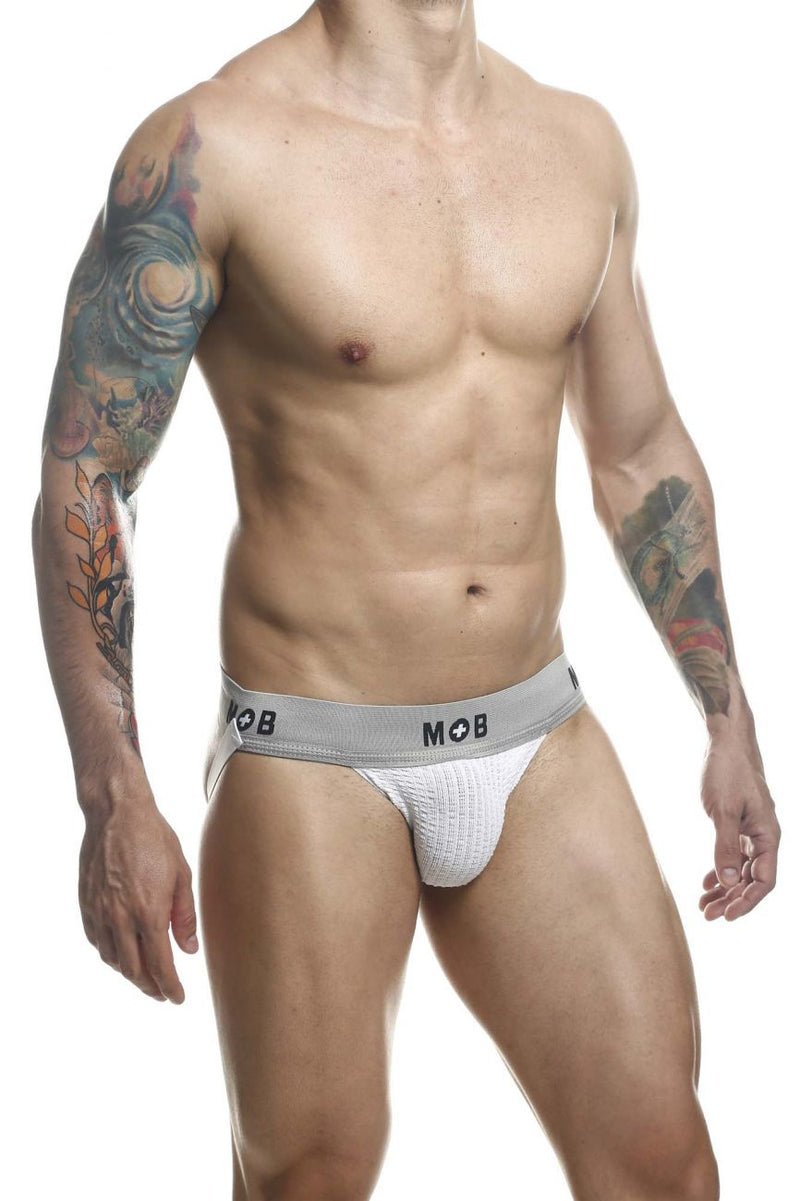 MaleBasics MBL107 MOB Classic Fetish Jock 3 بوصات حزام رياضي اللون أبيض