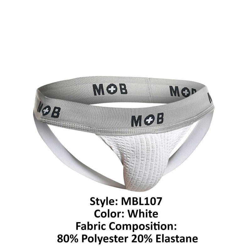 MaleBasics MBL107 MOB Classic Fetish Jock 3 بوصات حزام رياضي اللون أبيض