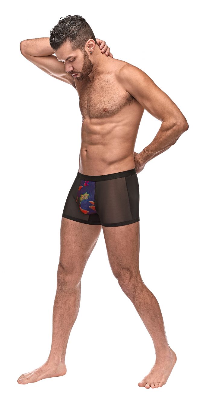 Power masculino 183-262 Pantalla privada Trunks de impresión de pescado color negro