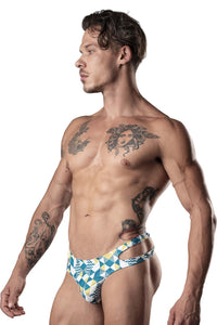 Power masculin 237-292 Coupez-le Couper la couleur du string bleu-vert-blanc