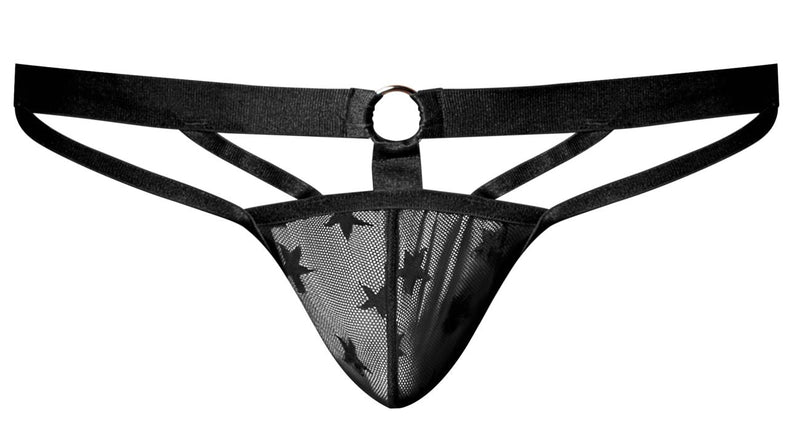 Male Power 386-291 Love Star Jock with Ring Color Black