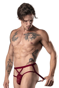 Poder masculino 394-289 Lucifer Strappy Jock Color Borgoña