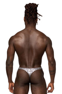 Potencia masculina 409-282 S-Naked Criss Cross Thong Color plateado-negro