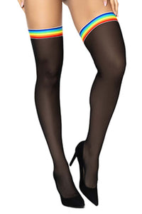 Mapale 1100 Mesh Thigh Highs Color Black-Rainbow