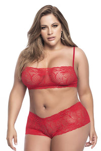 Mapale 206x Panty et haut en dentelle Couleur rouge