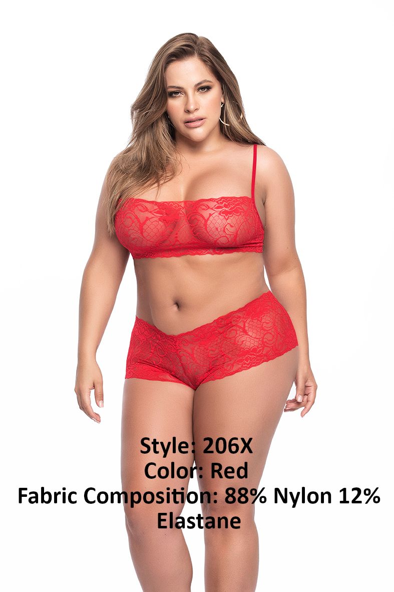 Mapale 206x Panty et haut en dentelle Couleur rouge