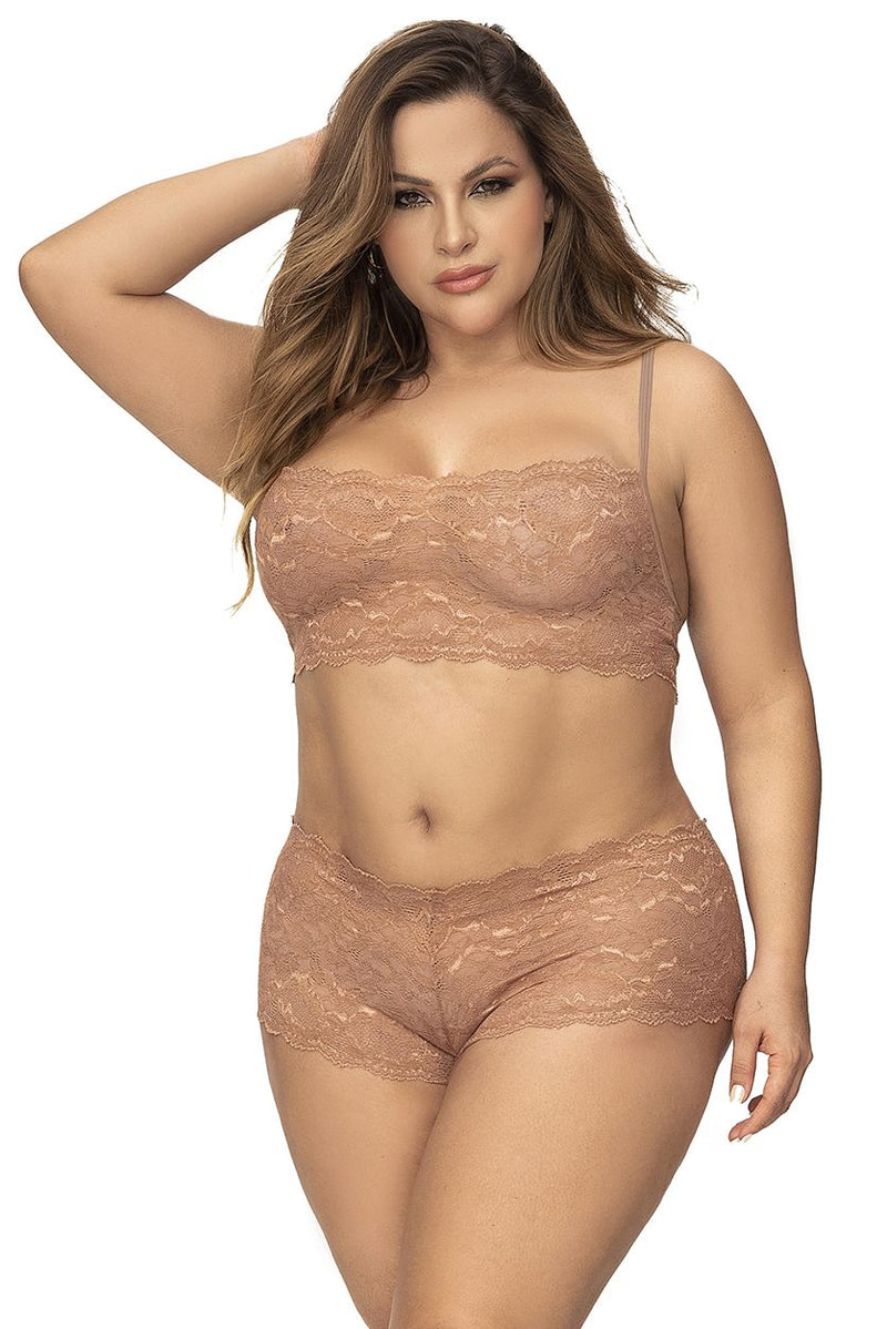 Mapale 206x Panty et haut en dentelle Set Color Taupe