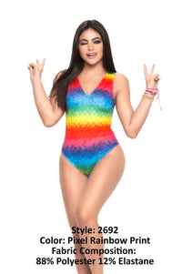 MAPALE 2692 Bodysuit रंग पिक्सेल इंद्रधनुष प्रिंट