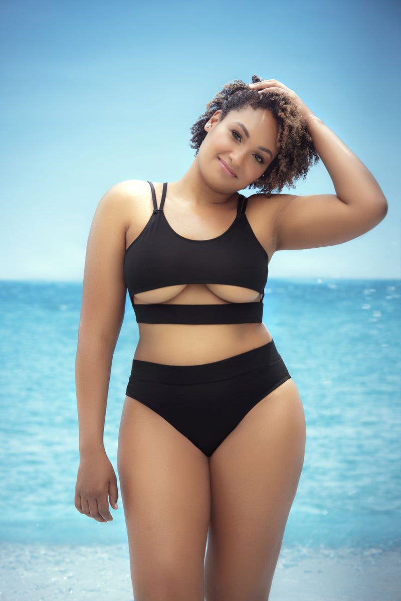 Mapale 6604X Couleur de maillot de bain en deux pièces noir