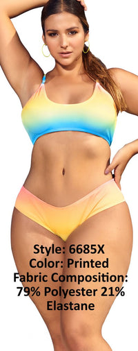 Mapale 6685X Ribbed Two Piece Swimsuit Color Printed