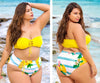 Mapale 67037X Couleur de maillot de bain en deux pièces réversible Impression de citrus jaune