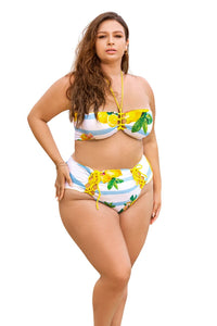 Mapale 67037x Couleur de maillot de bain en deux pièces réversible Impression de citrus jaune