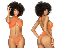 MAPALE 67056 Monokini acanalado color naranja brillante