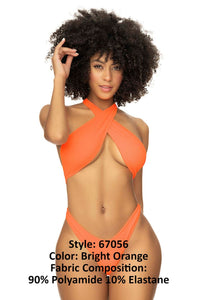 MAPALE 67056 Monokini acanalado color naranja brillante