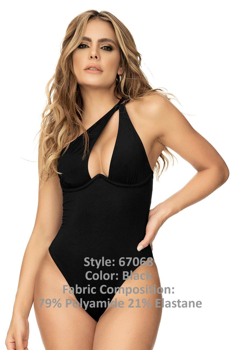 MAPALE 67068 Couleur de maillot de bain sous-câblée en un seul morceau noir