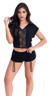 Mapale 7317 Top and Cheeky Bottoms Pajama Set Color Black