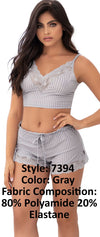 MAPALE 7394 Set de pijama de dos piezas. Top and Shorts Color Gris