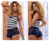 MAPALE 7401 Set de pijama de dos piezas. Top and Shorts Color Stripes Navy