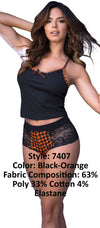 MAPALE 7407 Set de pijama de dos piezas. Top and Shorts Color Black-Orange