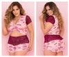 Mapale 7414x Set Pajama en deux pièces. Haut et short couleur rose-burgody