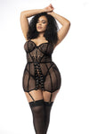 MAPALE 7488X Babydoll con color G-String a juego Negro