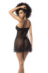 MAPALE 7490 Babydoll con color G-String a juego negro