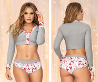 MAPALE 7532 PAJAMA DE TOUT PIÈCES SET TOP ET CORPRE COULEUR IMPRESSION DE FOLMES