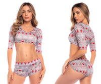 MAPALE 7598 Dos piezas Pajama Set Color Holiday Print