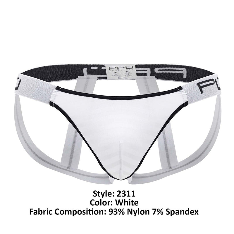 PPU 2311 Couleur de jockstrap de microfibre blanc