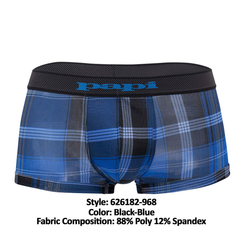 Papi 626182-968 Cool2 2pk Trunks brésiliens à imprimé solide couleur noire-bleu-bleu