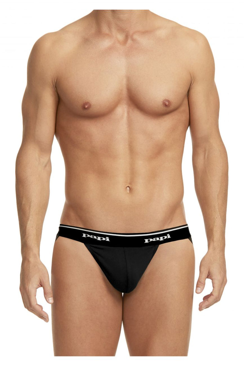 Papi 705910-001 3PK 1x1 Rib Jockstrap Color noir