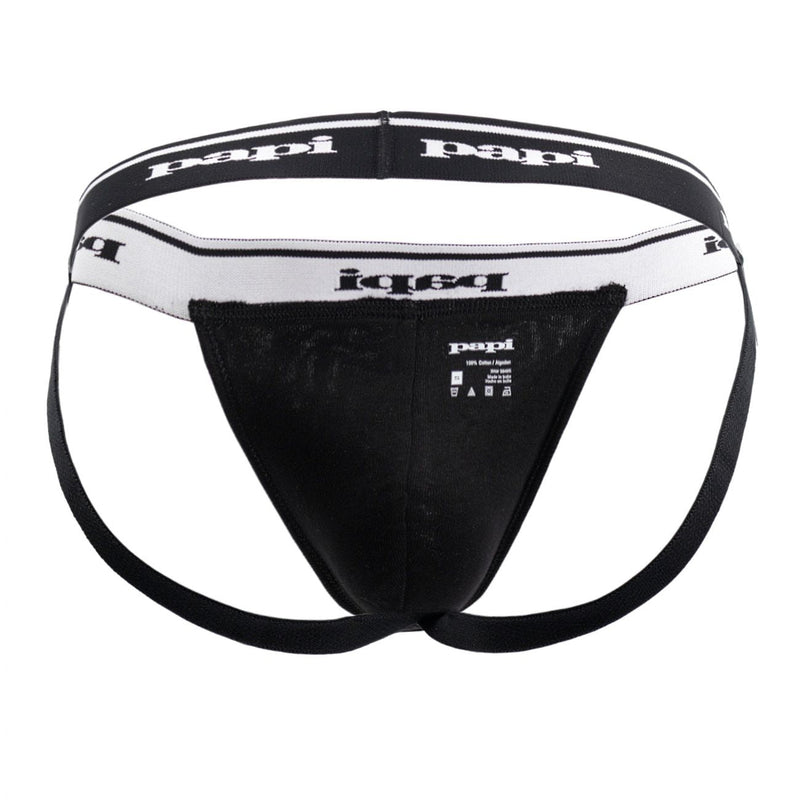 Papi 705910-001 3PK 1x1 Rib Jockstrap Color noir