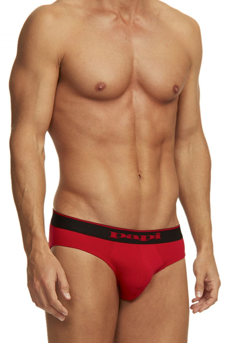 PAPI 980403-950 3PK Coton Stretch Brief Couleur rouge-gris-noir