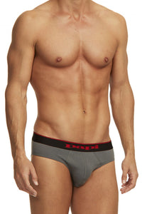 PAPI 980403-950 3PK Coton Stretch Brief Couleur rouge-gris-noir