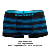 PAPI 980503-969 3PK Coton Stretch Brésilien Bande de yarndye Stripe Color Turquoise-Black