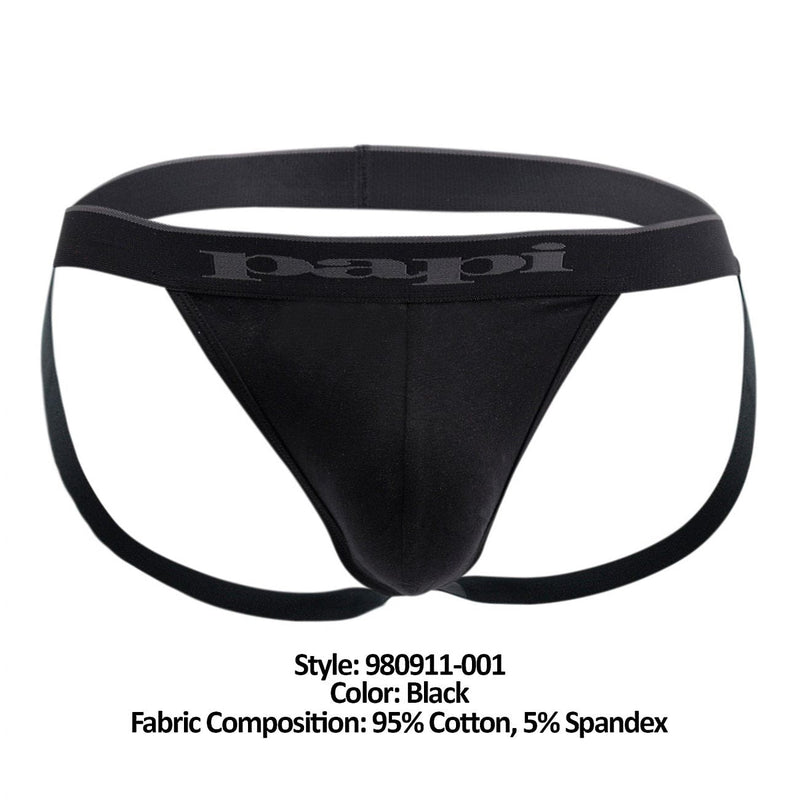 PAPI 980911-001 3PK Coton Stretch Jockstrap Color noir