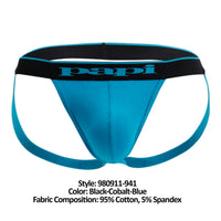 Papi 980911-941 3PK Coton Stretch Jockstrap Color Black-Cobalt-Blue